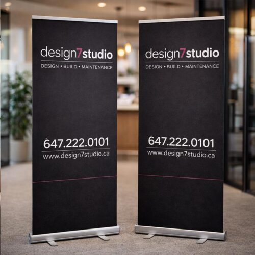 Custom roll up banners for events, trade shows, indoor advertising, and business branding