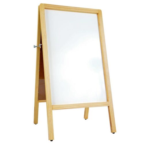 Wooden A-frame dry-erase whiteboard sign blank, reusable marker board for indoor promotions and messages