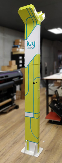 Custom vinyl wrap for EV charging station with branded graphic design and durable printed finish in Toronto GTA Custom vinyl wrap for EV charging station with branded graphic design and durable printed finish in Toronto GTA