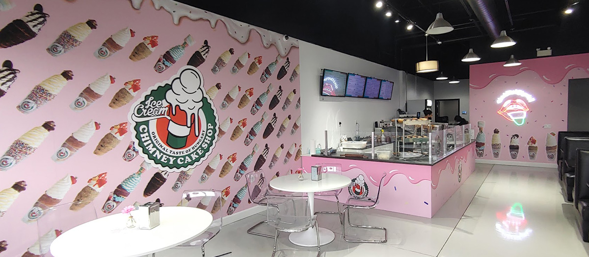 Large-format custom wall mural for ice cream shop in Toronto retail space