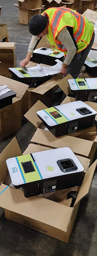 Professional custom vinyl wrap installation on EV charging station panels with precision graphic application in Toronto GTA Professional custom vinyl wrap installation on EV charging station panels with precision graphic application in Toronto GTA