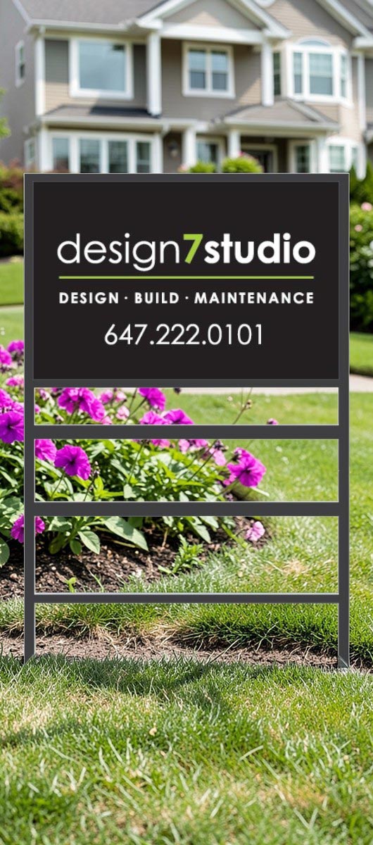 36x24 metal frame lawn sign with custom printed panel installed on a residential lawn for real estate or outdoor advertising